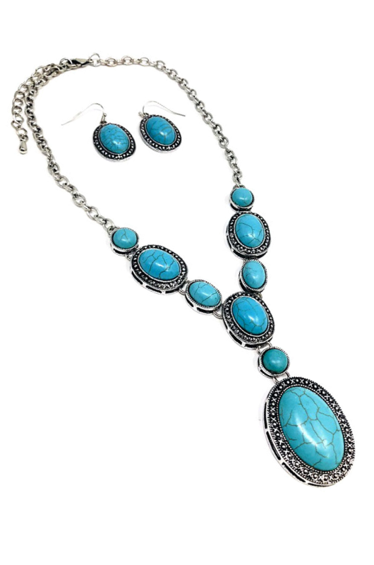 Turquoise Stone Necklace Set