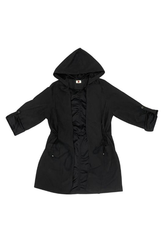 Hooded Peach Skin Jacket
