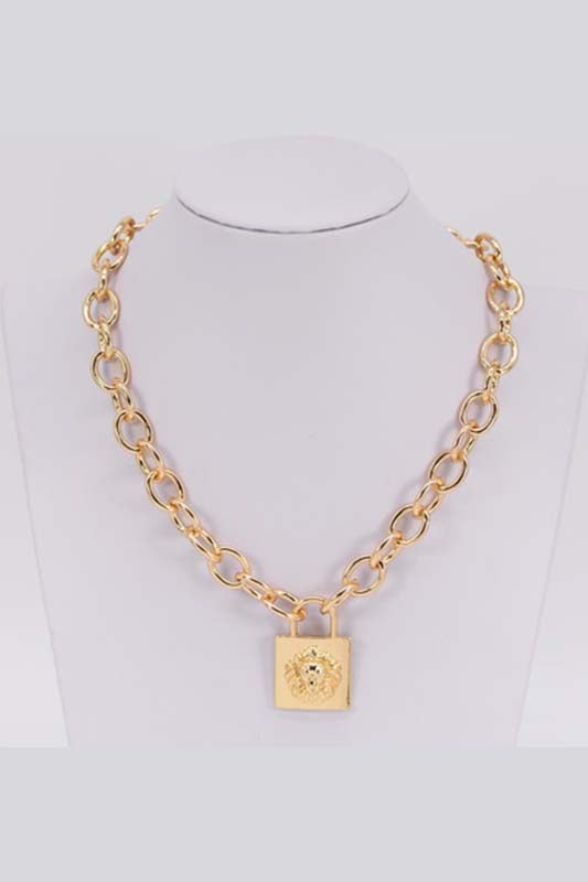 Lion Lock Link Chain Necklace
