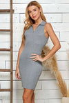 Solid Zip-Up Polo Tank Dress