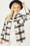 Woven Plaid Long Line Jacket