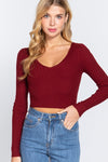 Long Sleeve V-Neck Crop Sweater