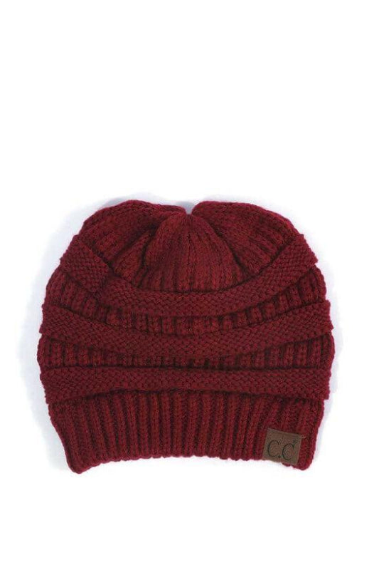 Unisex Soft Ribbed Leather Patch C.C. Beanie HTM9021 –