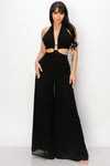 Chiffon Halter Cutout Palazzo Jumpsuit
