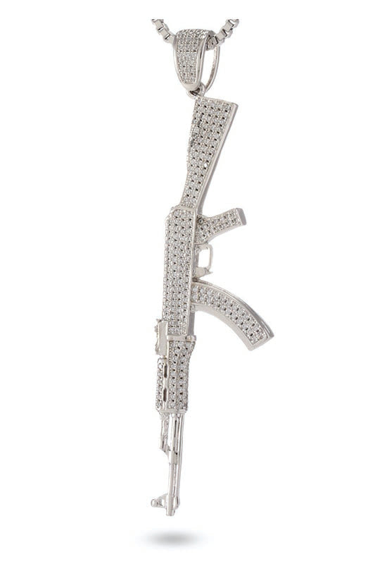 1pc Men's Full Rhinestone Ak47 Rifle Pendant Necklace, A Must-Have  Accessory For Hip-Hop Style | SHEIN USA