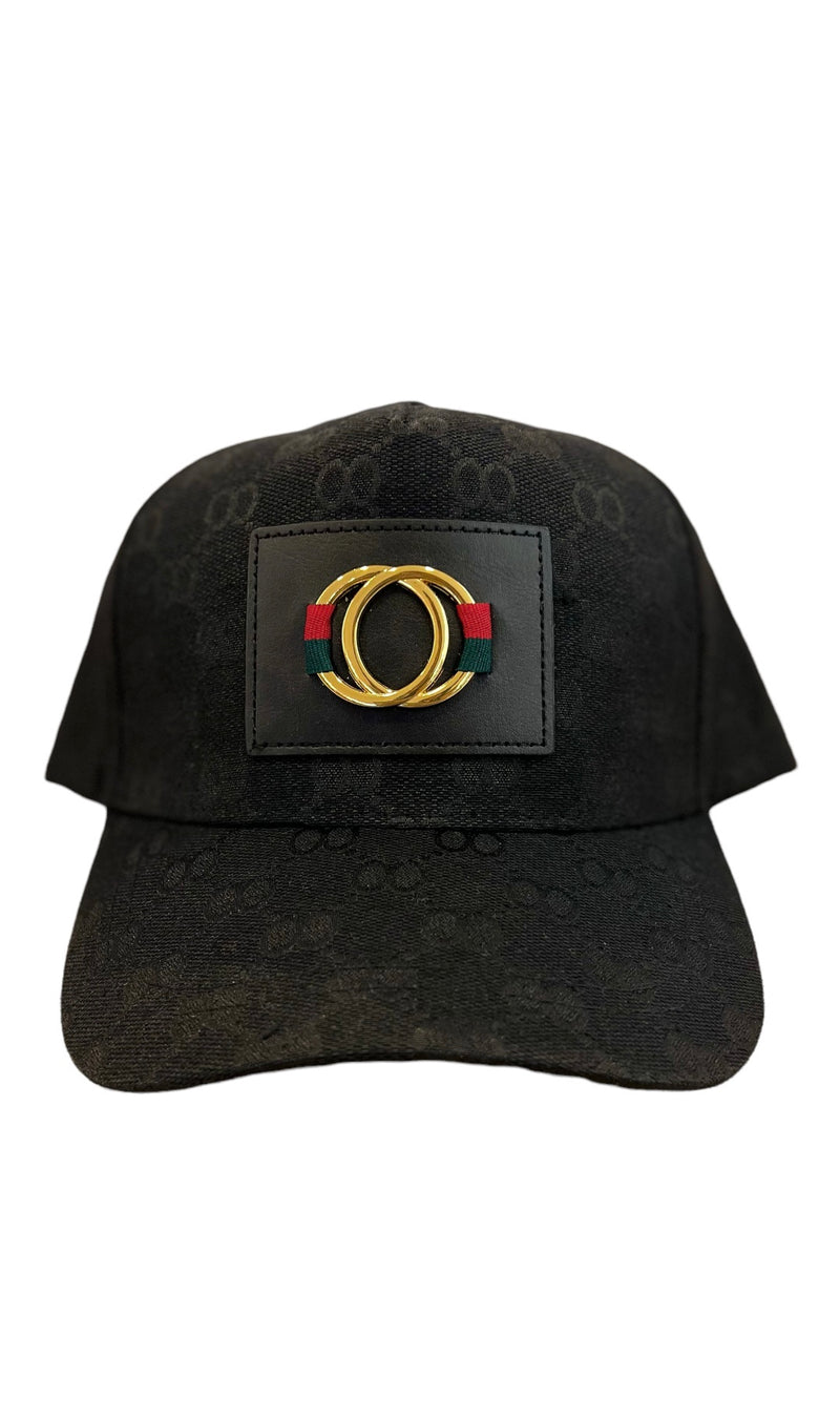 All Over Double Circle PU Patch Snapback Hat