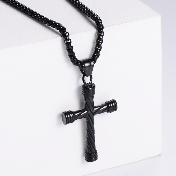 Hip-Hop Style Striped Cross Necklace