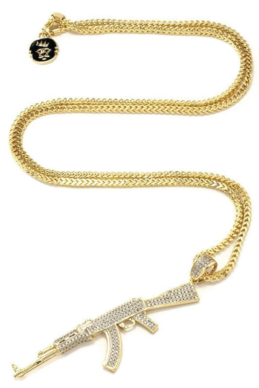 Women Chained|women's Rhinestone Tennis Choker Necklace - Crystal Ak47  Pendant, Zinc Alloy