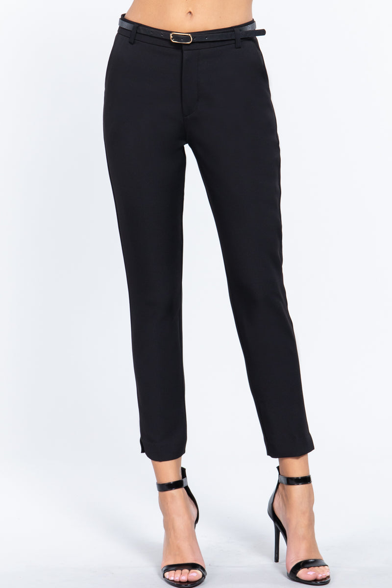 Classic Belted Straight Leg Pant