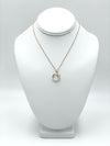 Pearl and Rhinestone Circle Drop Necklace