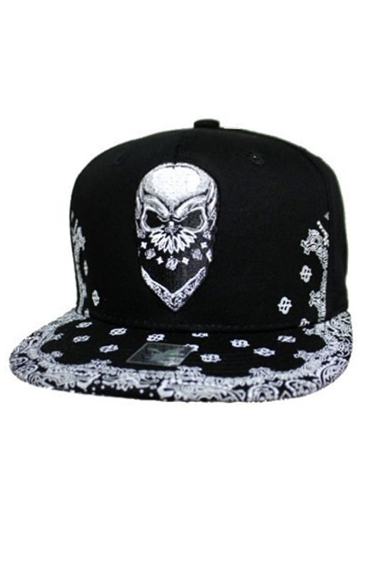 Skull Bandana Paisley Print Snapback