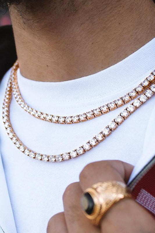 Diamond Tennis Chain Necklace Gold