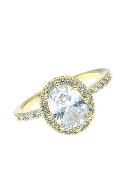 Cubic Zirconia Oval Solitaire Ring