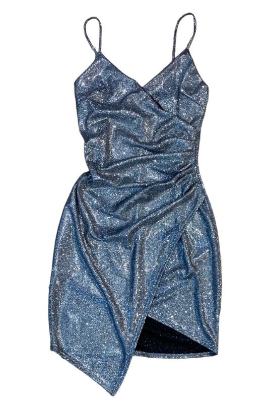 Sparkle Asymmetrical Wrap Mini Dress