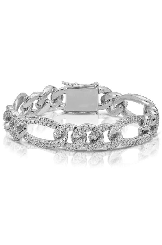 Diamond Figaro Link Bracelet W.Gold