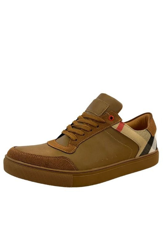 Plaid Trim Lace-Up Sneaker