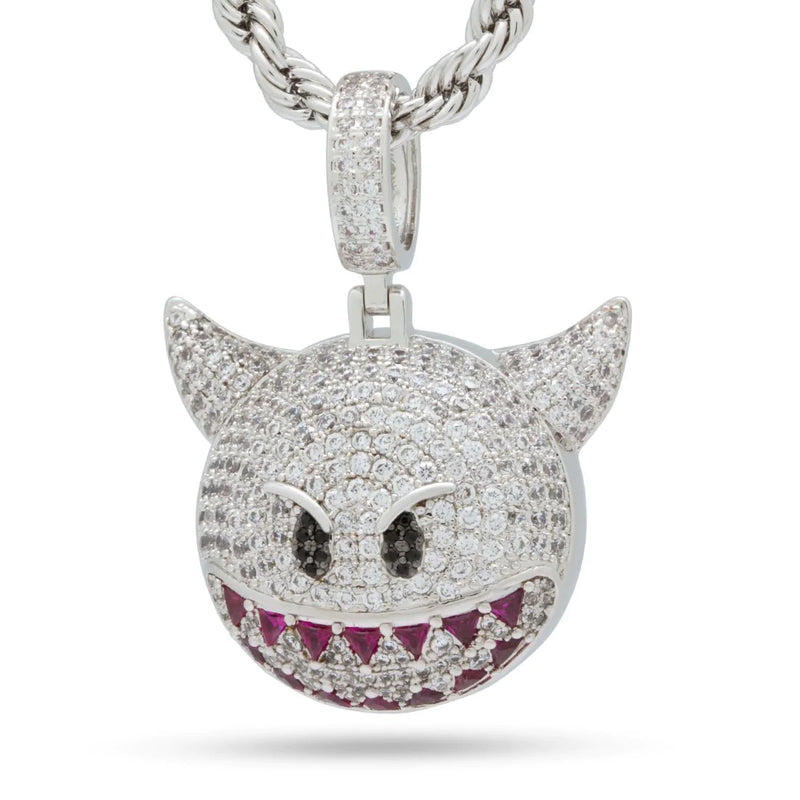 14K Silver Devil Emoji Necklace