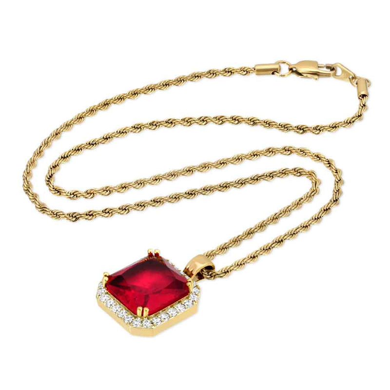 22" Aura Ruby Pendant Necklace