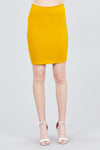 Solid Fitted Mini Ponte Skirt Front Gold